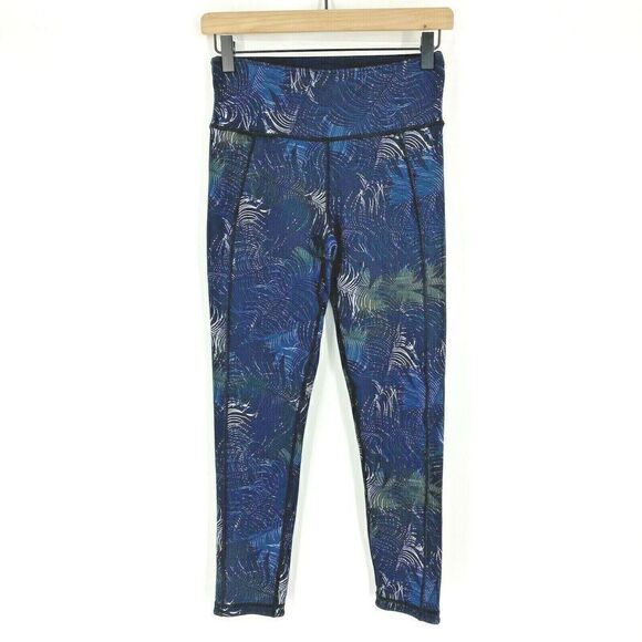 Sweaty Betty Leggings Size Small Womens Blue Palm Leaf Print Crop High Rise - Picture 1 of 7